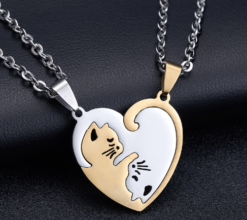 Cat Couple Necklaces for Feline-loving.