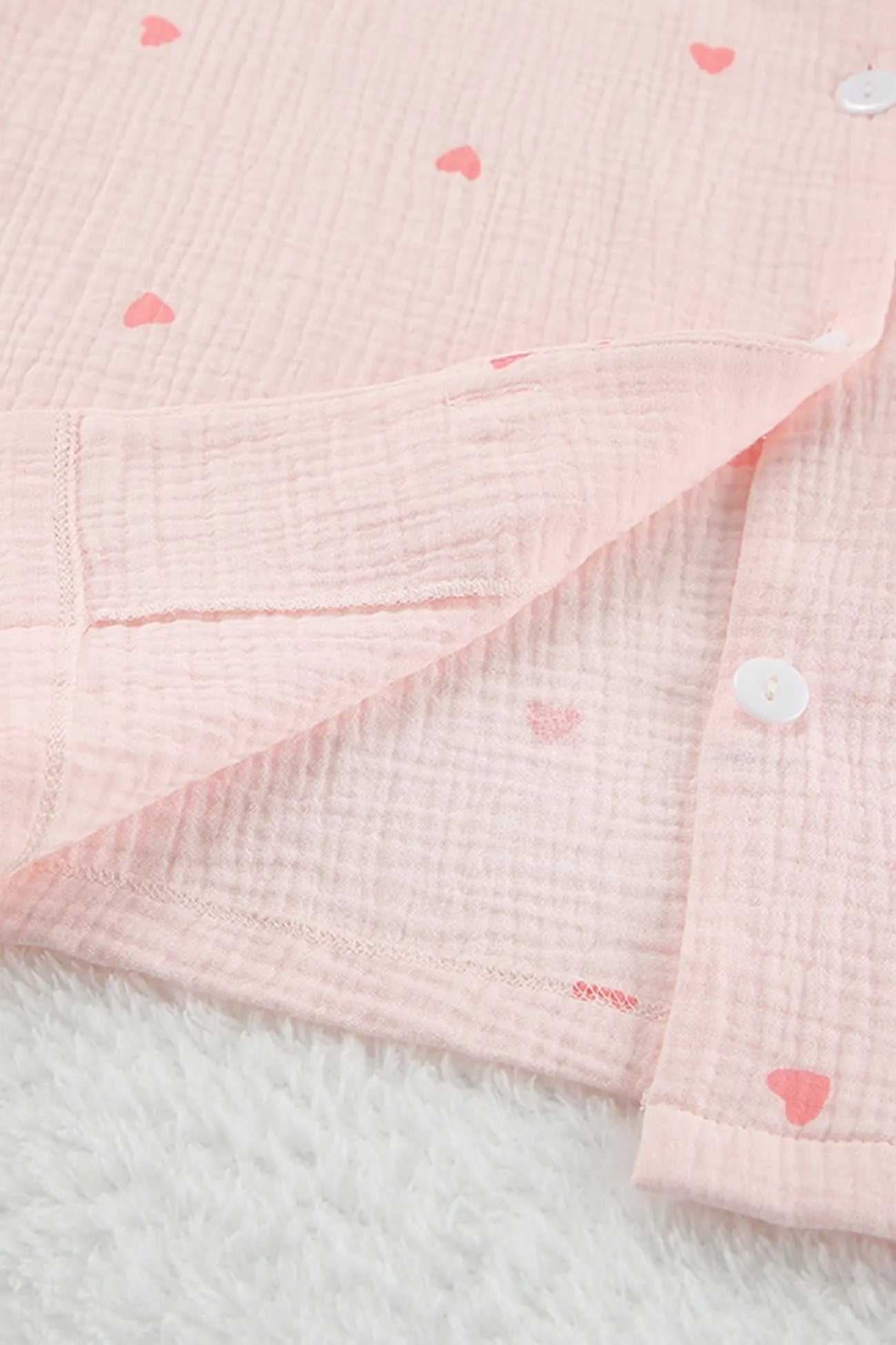 Heart Print Blouse Shorts Cotton Loungewear