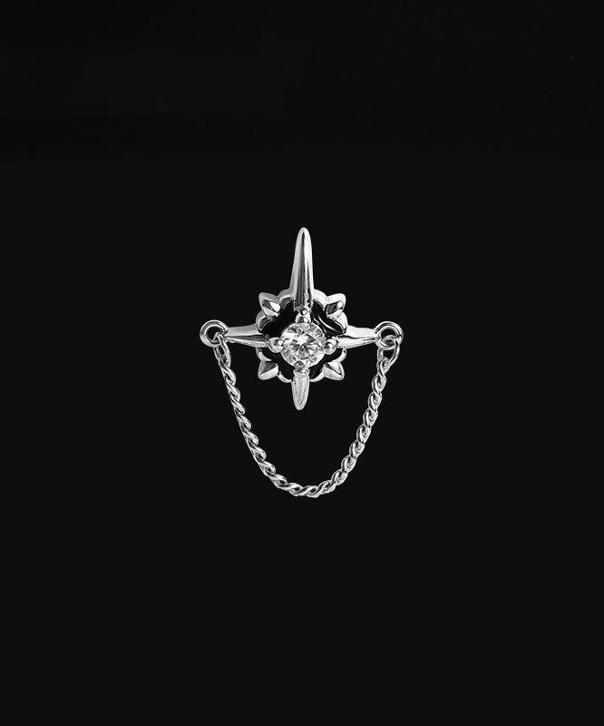 Silk Sterling Silver Zircon Chain Stud Earrings