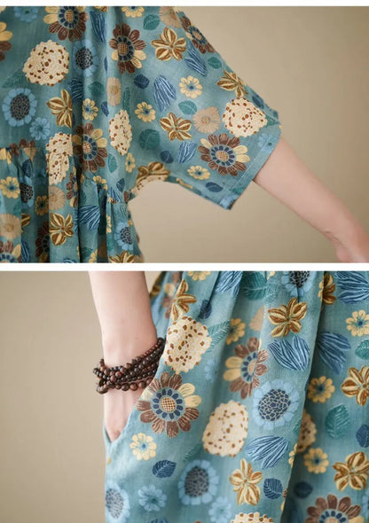Swing Loose Cotton Printed Dress