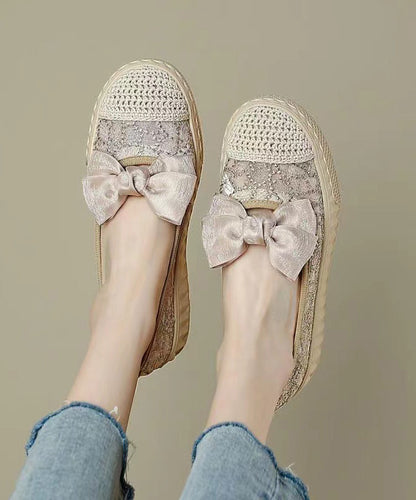 Black Bow Stylish Splicing Platform Flat Shoes for