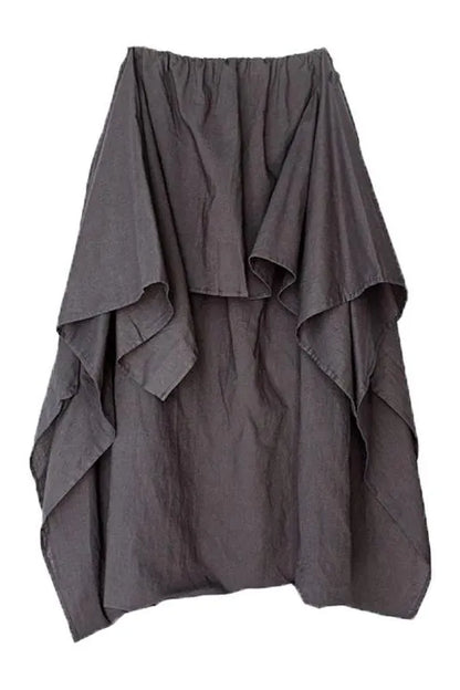 Cotton Wide Leg Pants Gray Trousers P4101