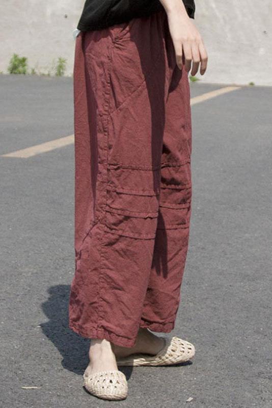 Limited Stock- Distressed Wine Red Loose Pants