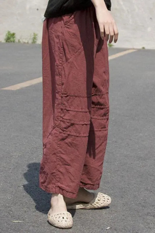 Limited Stock- Distressed Wine Red Loose Pants