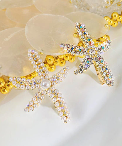 Alloy Zircon Pearl Starfish Two-piece Set Hairpin