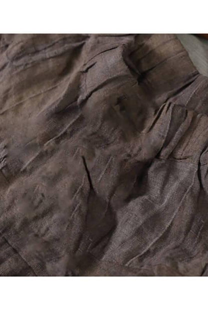 Linen Pleated Elastic Waist Pocket Lantern Pants