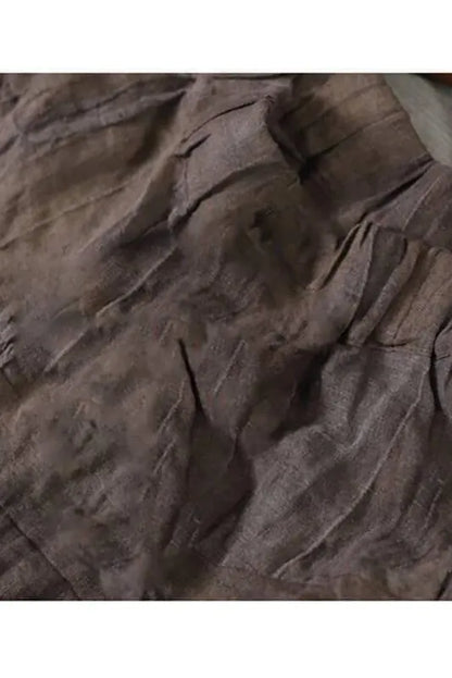 Linen Pleated Elastic Waist Pocket Lantern Pants