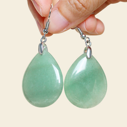 Green Aventurine Healing Drop Earrings With Pink Crystal & Tiger Eye