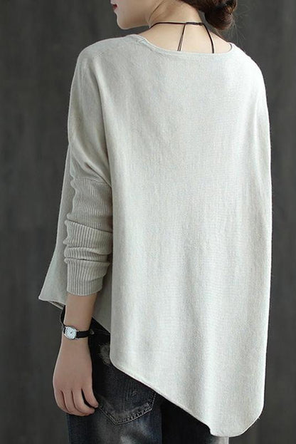 Pure Color Irregular Hem Sweater