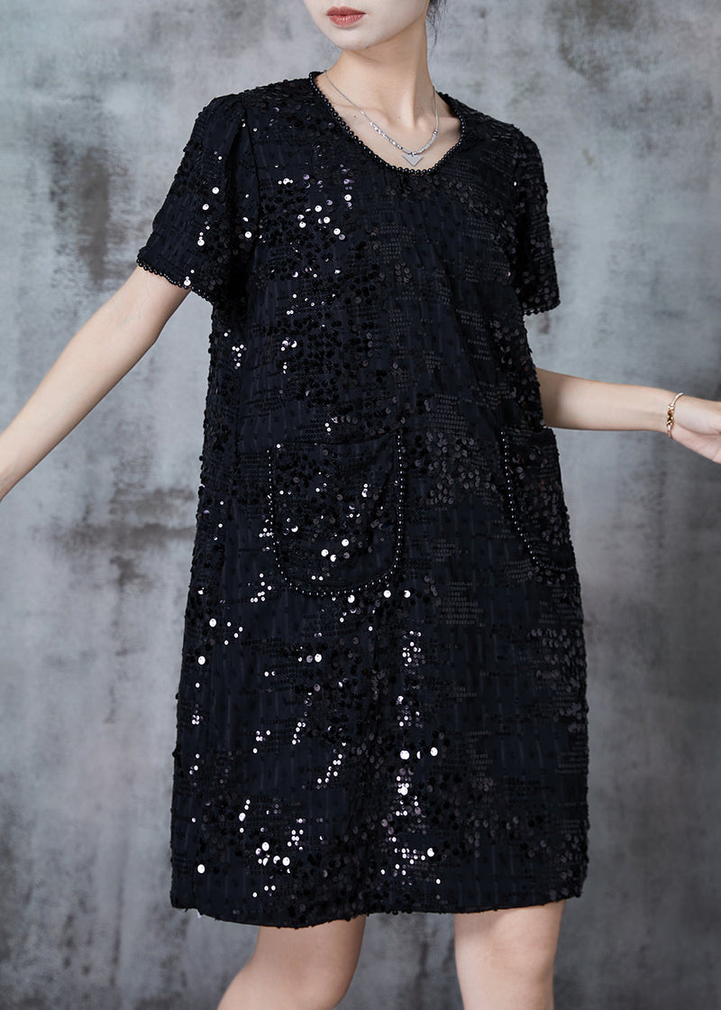 Black Sequins Nail Bead Party Dresses Summer