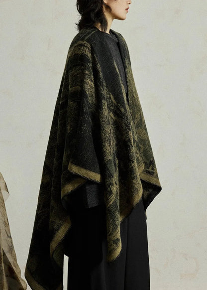 Ginger Print Knit Shawl Batwing Sleeve