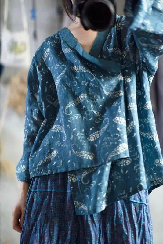 Irregular Hem Print Cardigans Top