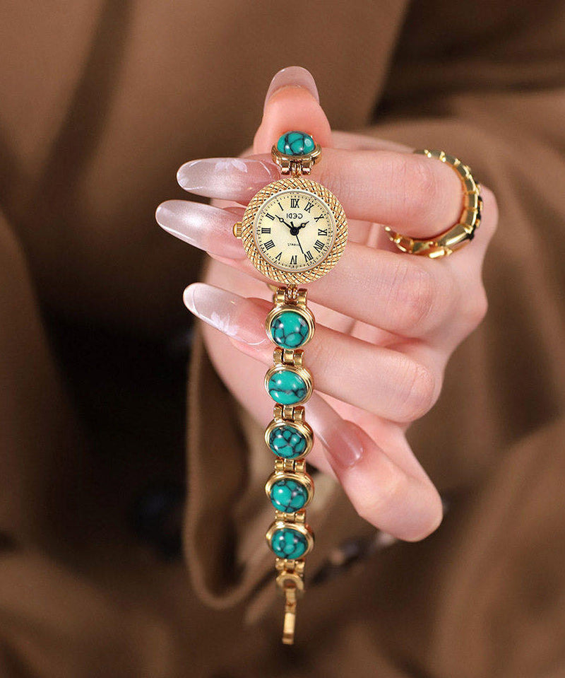 Novelty Green Alloy Cat's Eye Quartz Movement Chain Watches