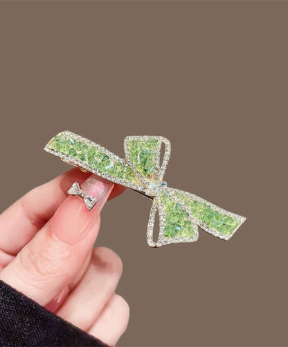 Green Alloy Zircon Crystal Bow Hairpin