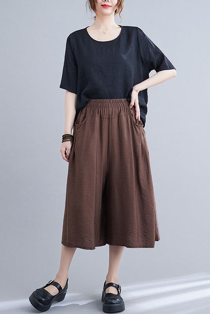 -summer Loose High Waist Cotton Wide Leg Pants