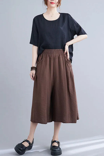 -summer Loose High Waist Cotton Wide Leg Pants