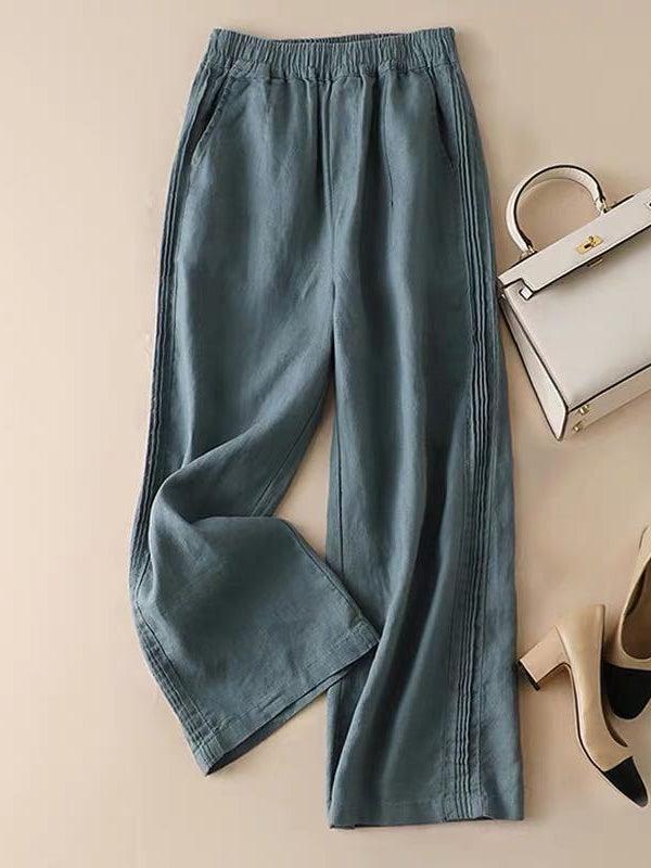 Linen-cotton Wide Pants