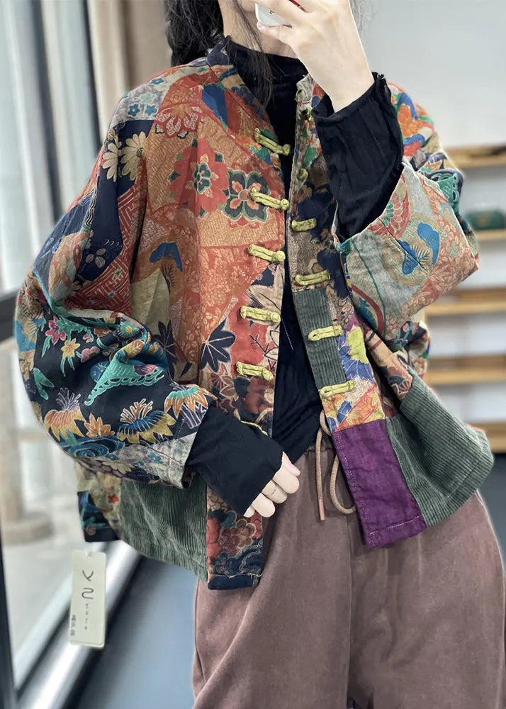 Stylish Colour Stand Collar Pockets Linen Coats Long Sleeve