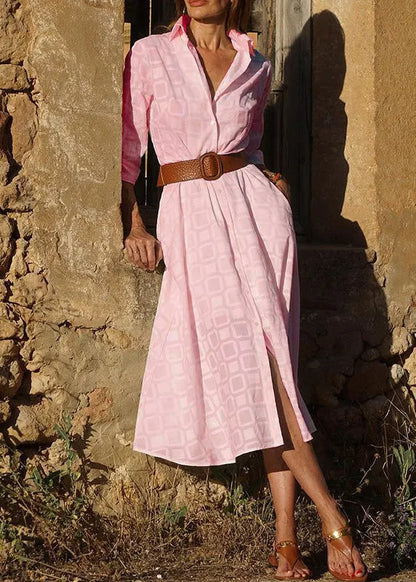 White Peter Pan Collar Print Button Cotton Dresses Fall