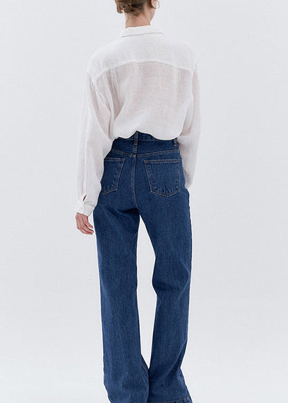 White Peter Pan Collar Linen Blouse Tops Spring