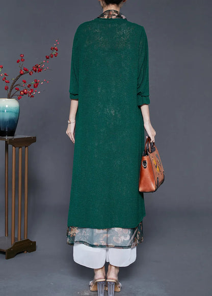 Green Oversized Patchwork Silk Cardigan Summer