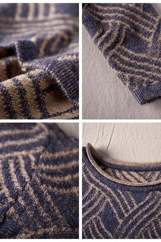 Loose Blue Sweater Dresses Causal Winter Clothes