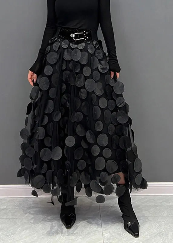 Black Dot Patchwork Tulle Skirt Fall