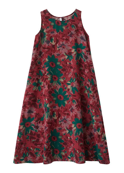 Mulberry Print Cotton Party Dress Exra Large Hem Sleeveless
