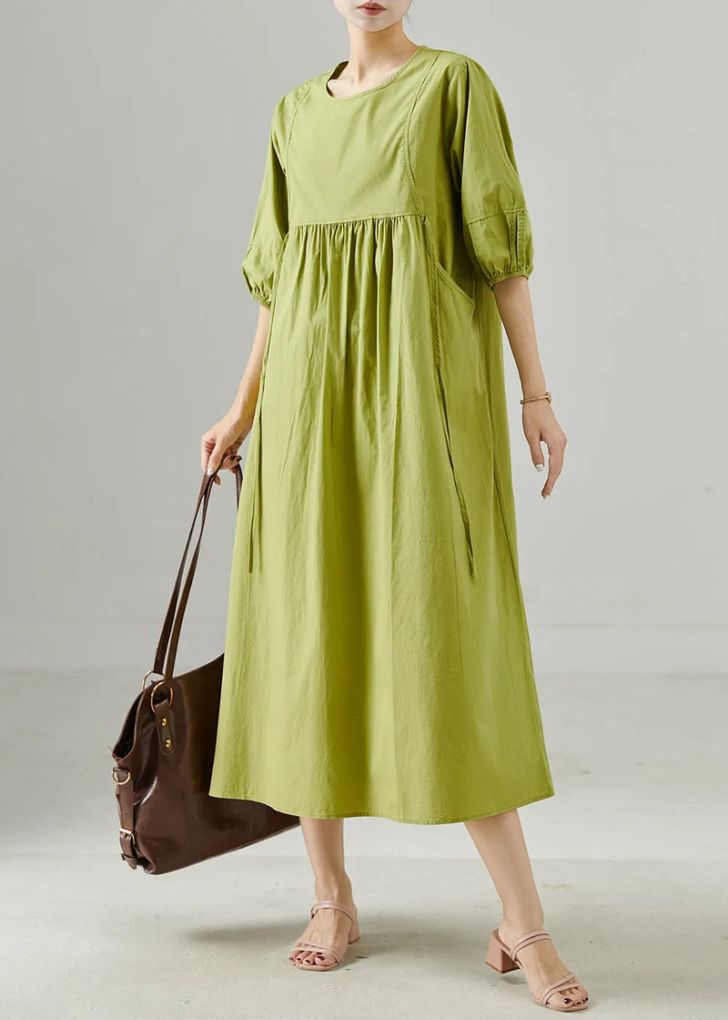 Grass Green Oversized Cotton Holiday Dresses Summer