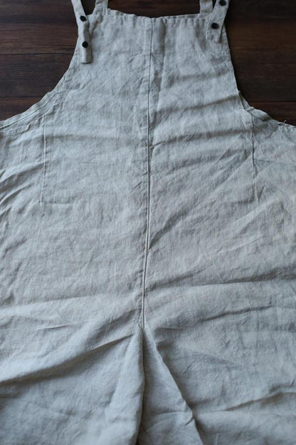 Cotton Linen Sen Department Causel Loose Overalls Big Pocket Maxi Size Trousers Outfits