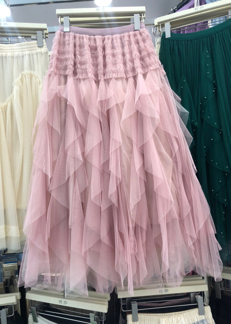 Purple Asymmetrical Patchwork Elastic Waist Tulle a Line Skirt Summer