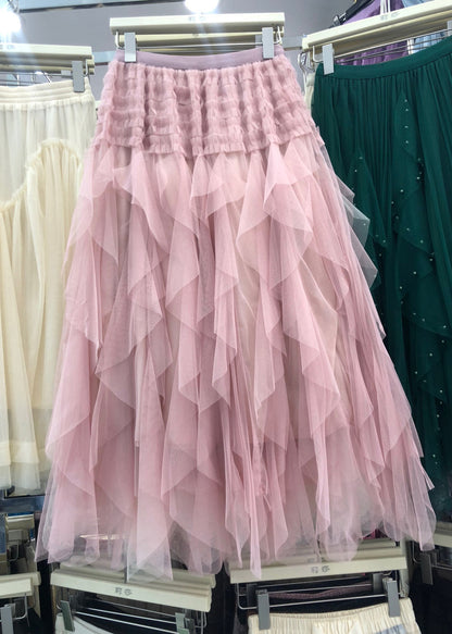 Purple Asymmetrical Patchwork Elastic Waist Tulle a Line Skirt Summer