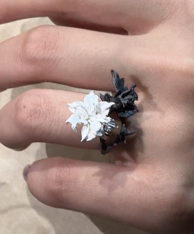 Chice Black White Stering Silver Rings