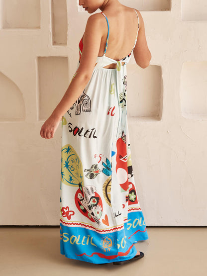 Sensation Refined Satin Unique Print Maxi Dress