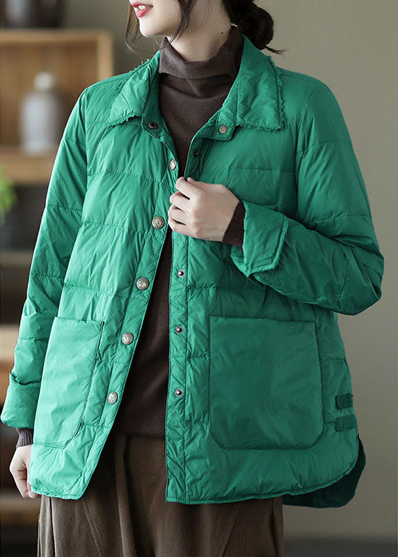 Green Pockets Winter Down Coats