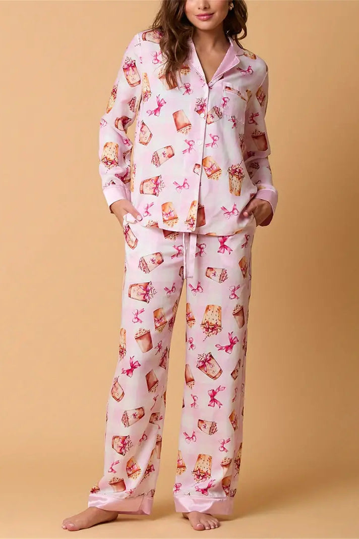 Christmas Festive Striped Pattern Pajama Set
