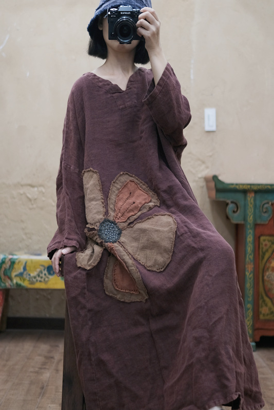 - Snowflake Linen Hand Embroidered Dress