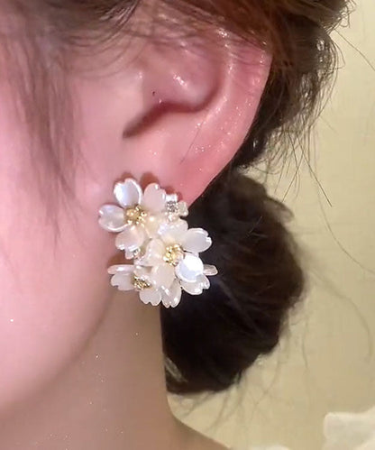 Gold Copper Alloy Shell Hoop Earrings