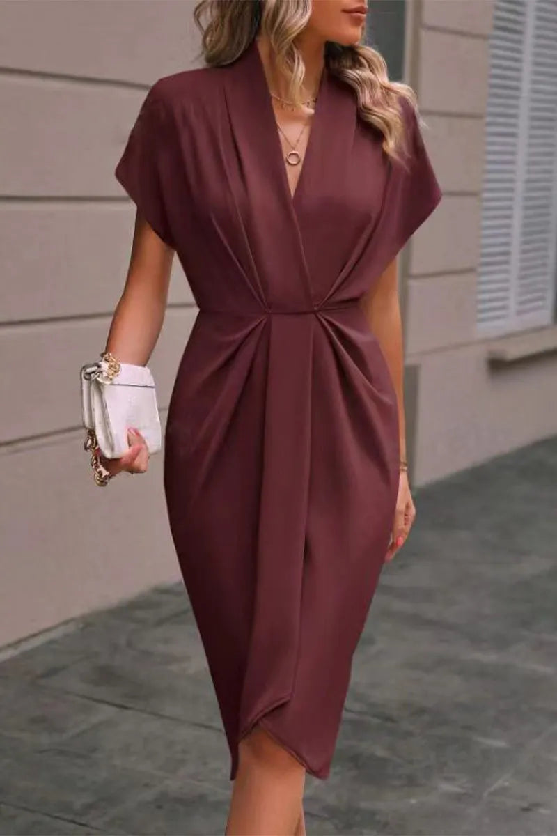Fold V Neck a Line Dresses