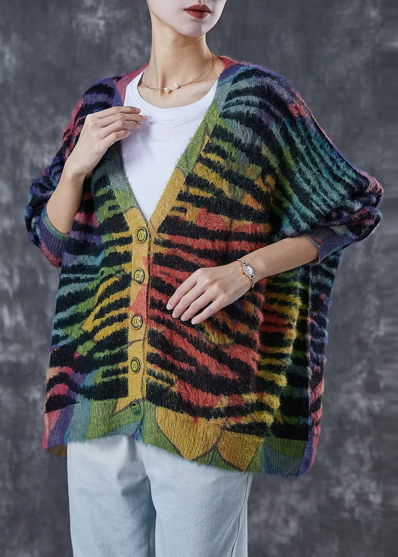 Rainbow Oversized Striped Knit Cardigan Winter