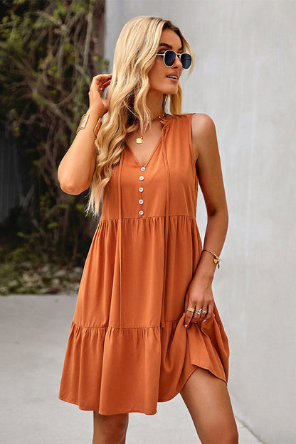 Champagne Sleeveless A-line Dress