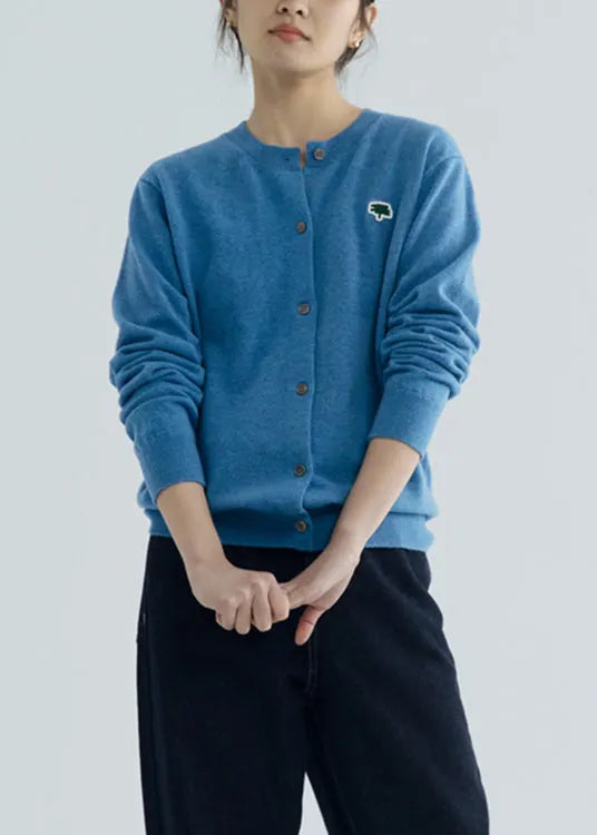 Diy Blue Cozy Woolen Knit Cardigans Long Sleeve
