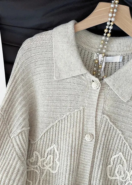 Apricot Peter Pan Collar Button Cozy Knit Coat Fall