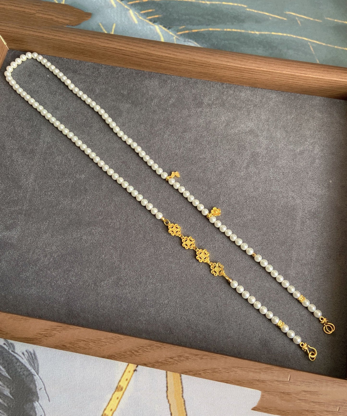 White Sterling Silver Alloy Pearl Beading Pendant Necklace