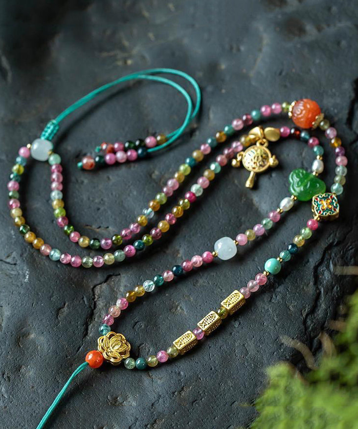 Rainbow Beading Sweater Tassel Graduated Bead Necklace