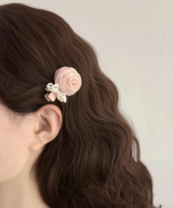 Pink Chiffon Rose Bow Hairpin