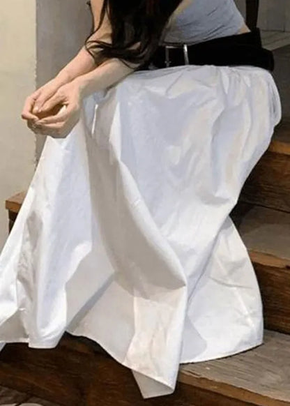 Fine White High Waist Cotton Skirts Summer