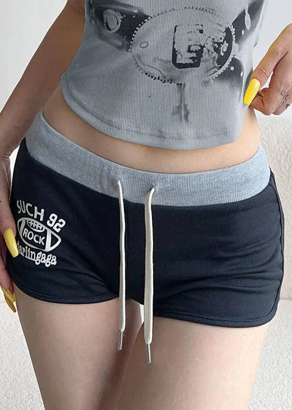 Letter Printed Lace Up Workout Gym Shorts Running Shorts