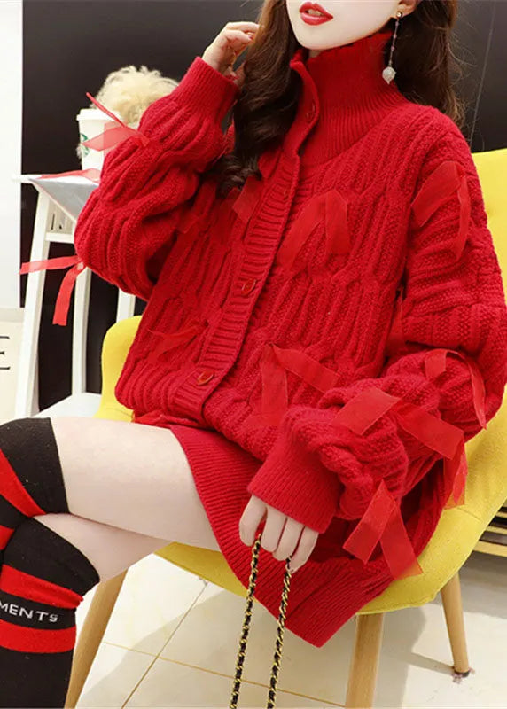 Pink Loose Button Cozy Long Sweater