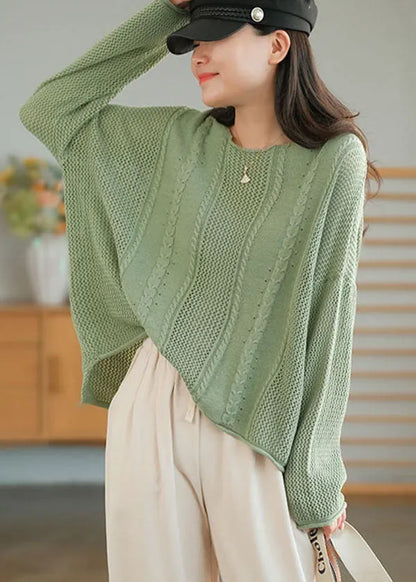 Green Knit Sweaters O-neck Oversized Winter